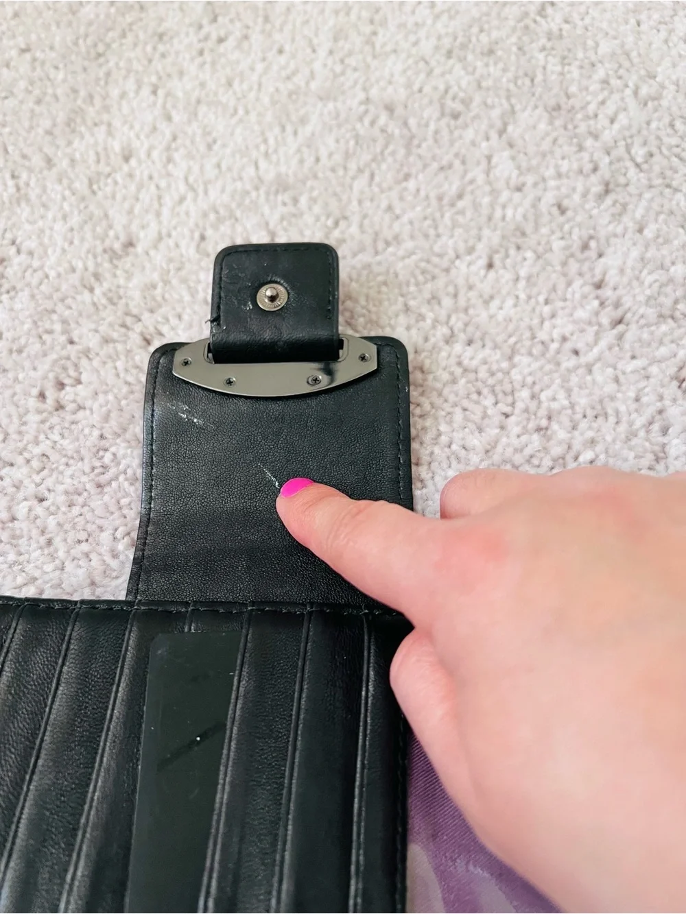Kooba Black Leather Clutch Wallet with Silver Hardware